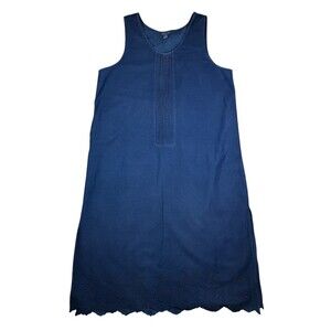 Baccini Denim Pintuck Jumper Maxi Dress  Women's 24W  Sleeveless w Eyelet Hem